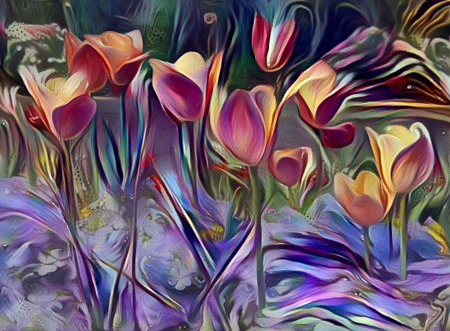 Tulips and Wavy Flowers