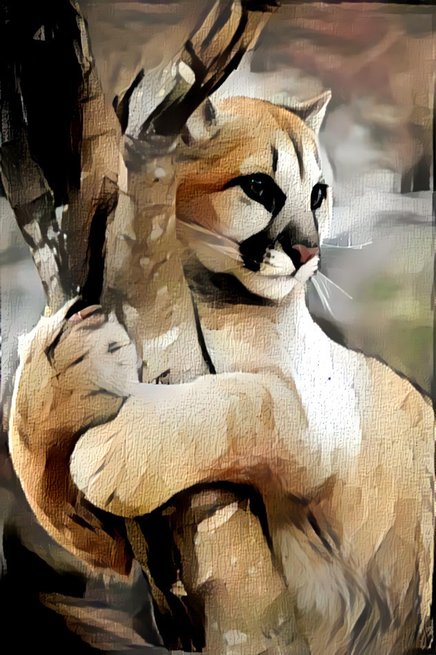 Mountain lion on canvas