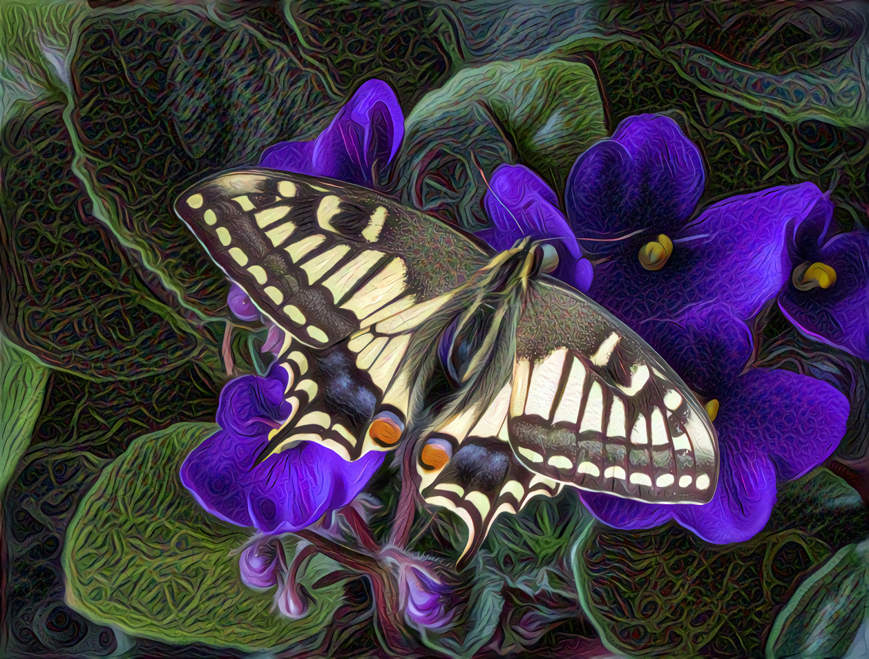 Swallowtail Butterfly, African Violets