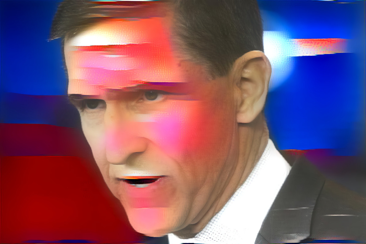 Michael Flynn as the Russian flag (photo by Jabin Basford/The Washington Post)