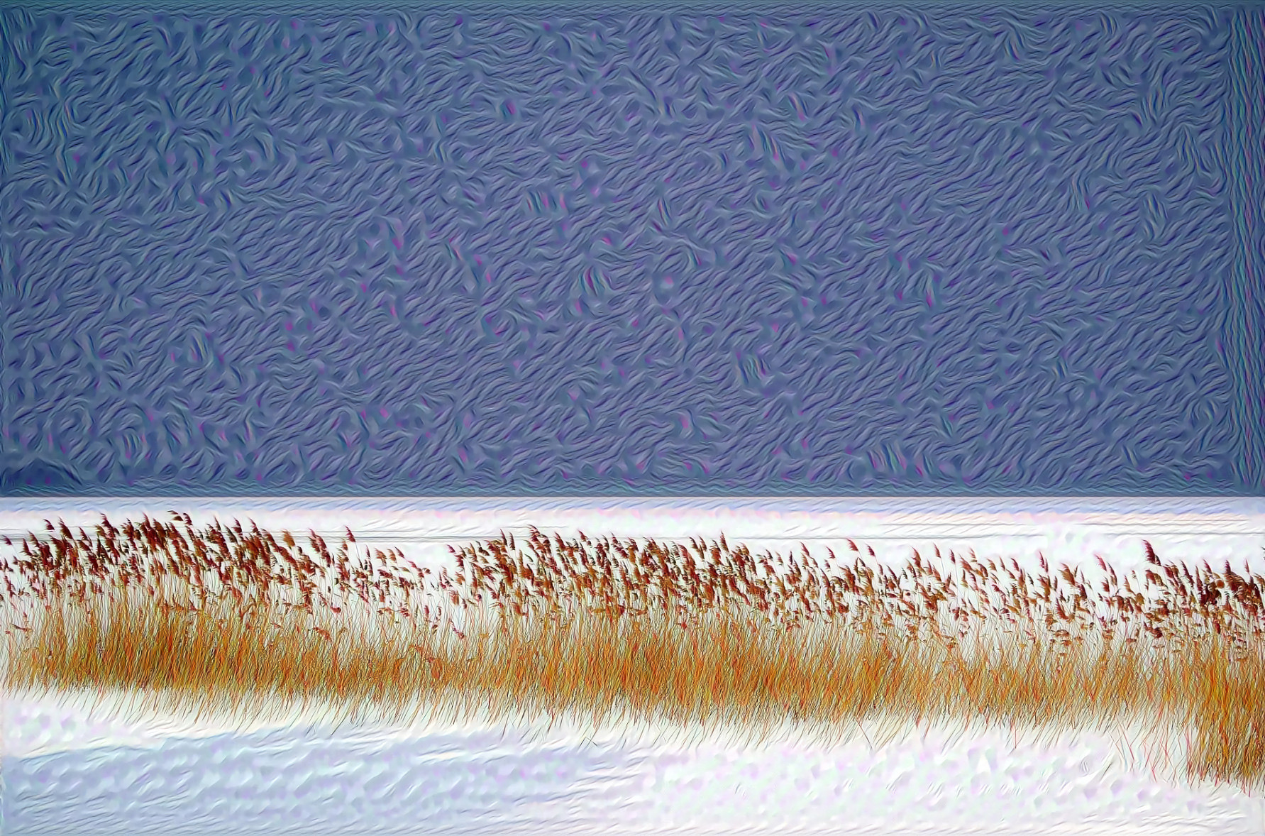 Winter, Frozen Ice, Reeds