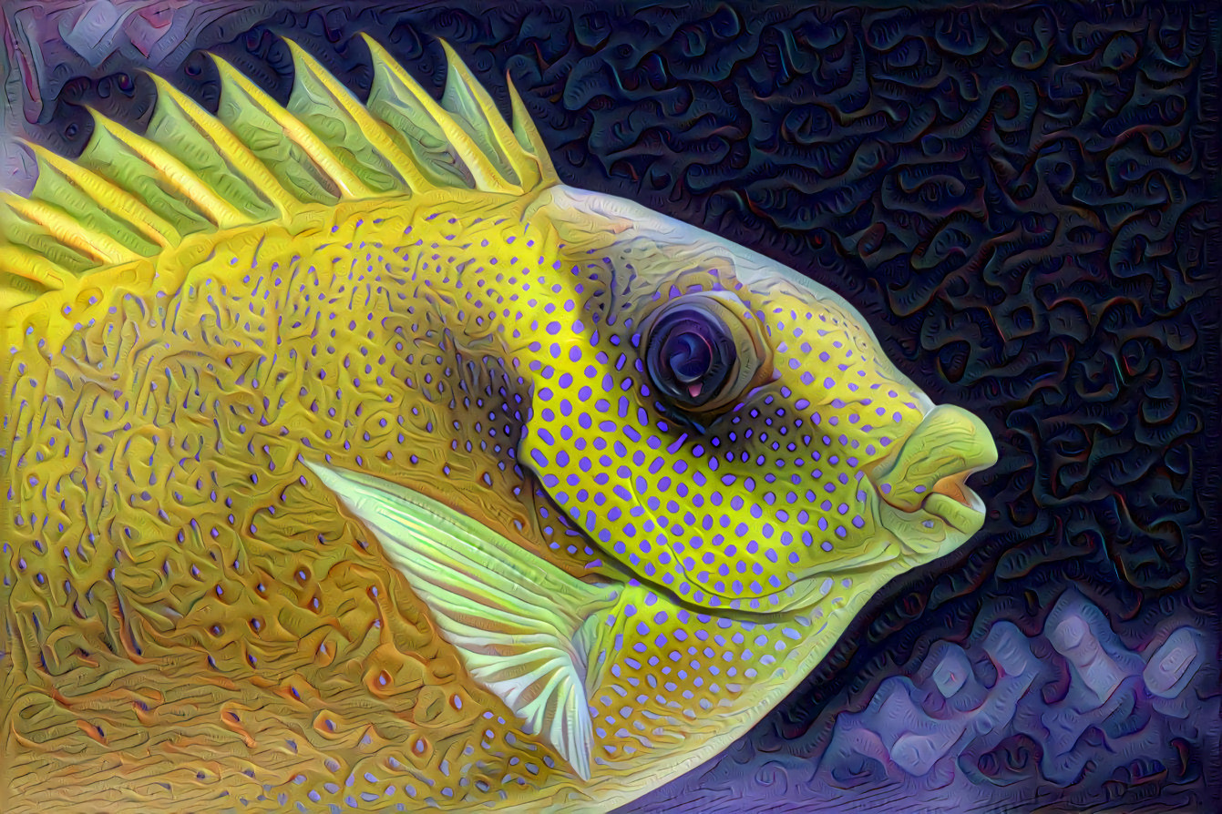 Yellow Fish, Lavender Dots