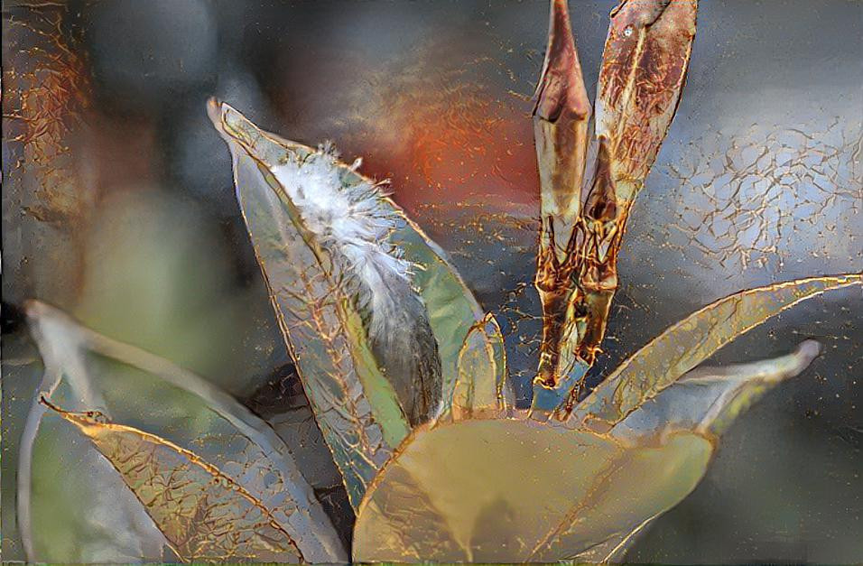 Feather on Mandevilla plant