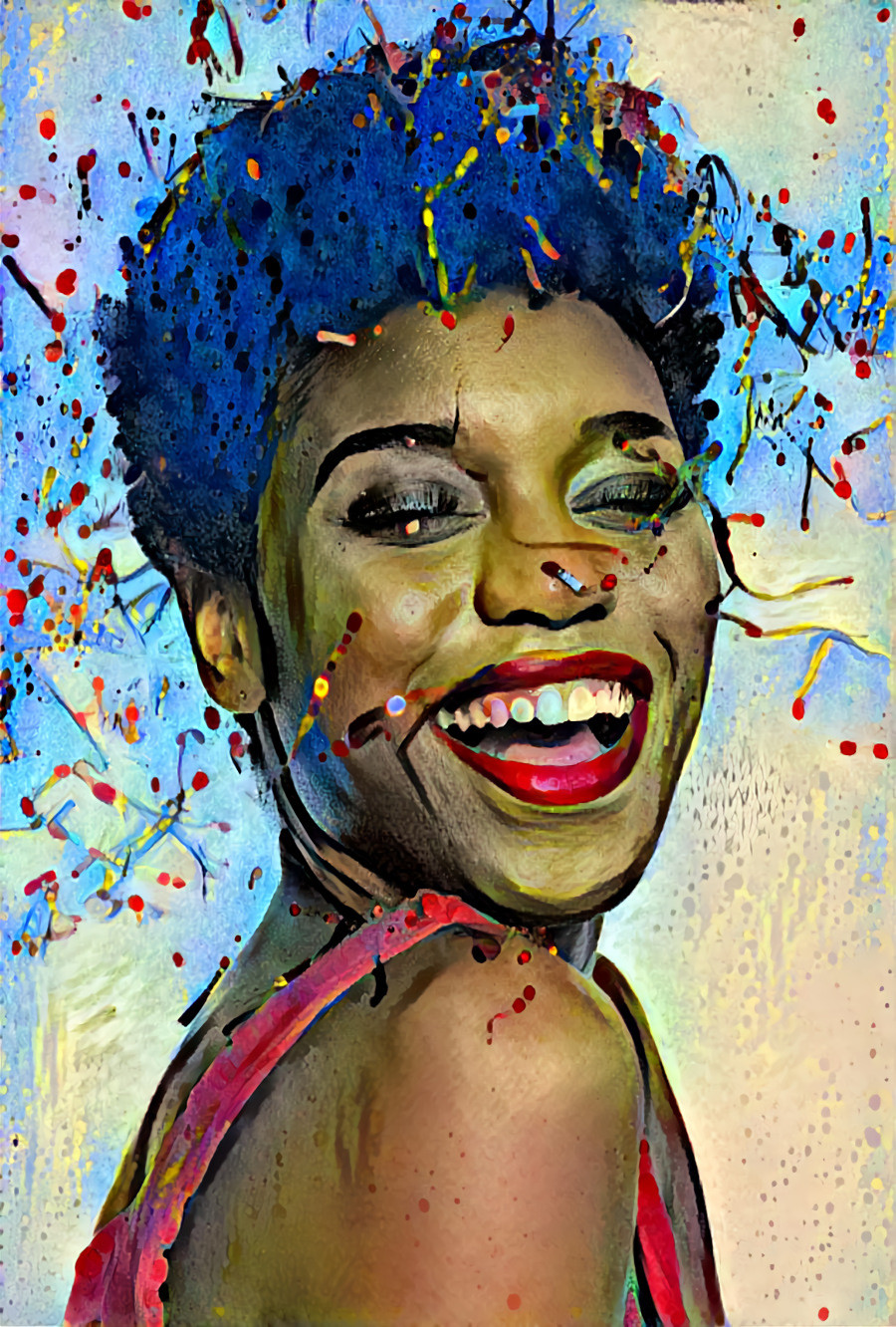 black woman confetti portrait