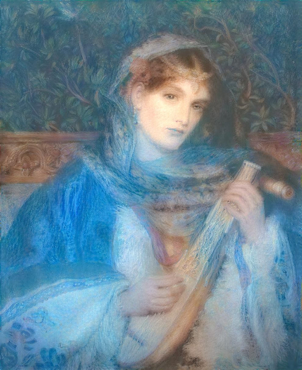 Gilr in blue ; Spartali Stillman & Lévy-Dhurmer