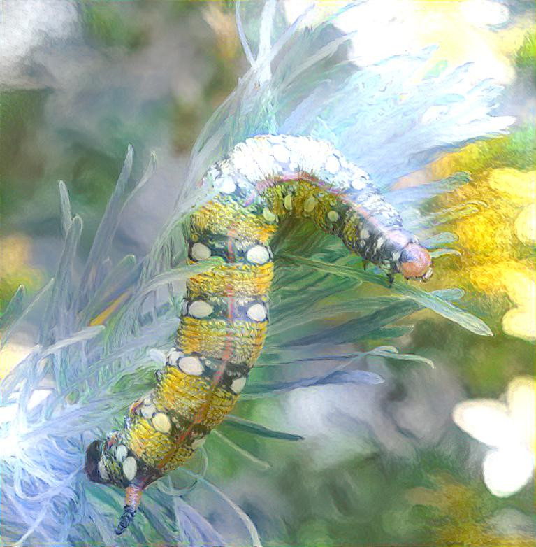 Spurge sphinx caterpillar Van Gogh style