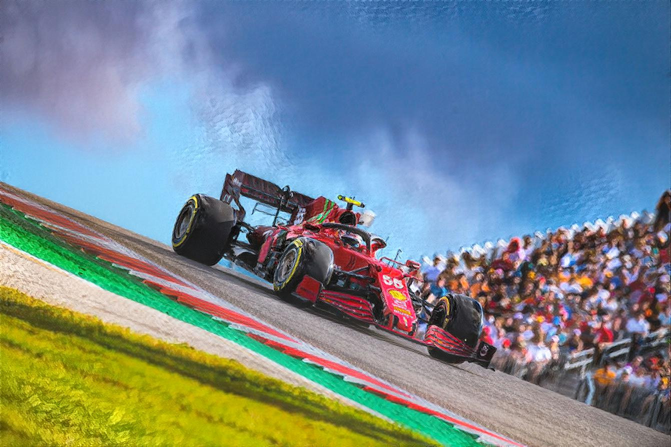 Exiting turn one at COTA