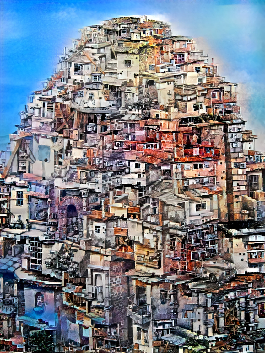 "Babela" (The Babel favela) _ source: artwork by Alexis Duque _ (200923) _ *notice the perspective changes created by the processing.