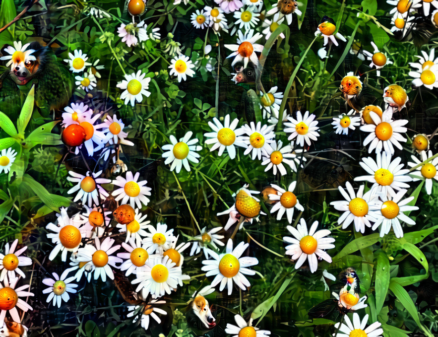 bon-bon daisies with fresh dogs