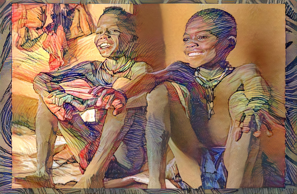 Two happy Himba children from the Kunene Region in northern Namibia.