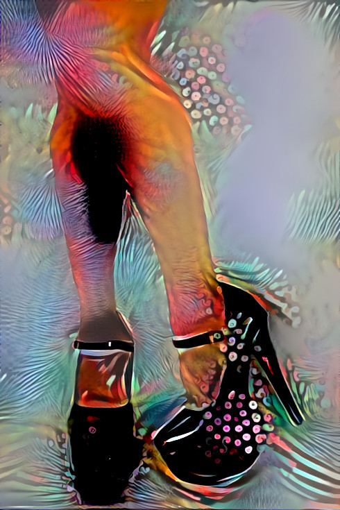 model, black high heels, retexture