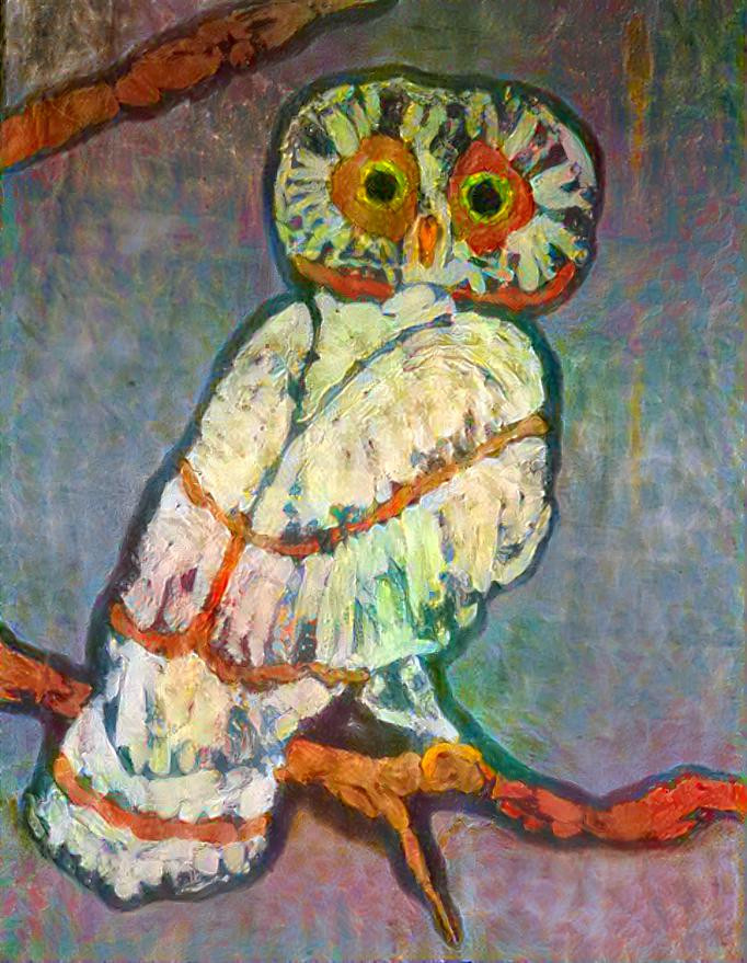 Big Eye Owl on a Branch Painting