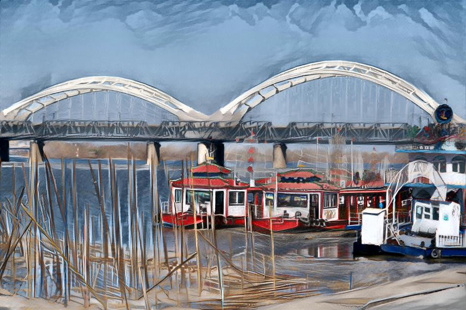 Boats and railroad bridge