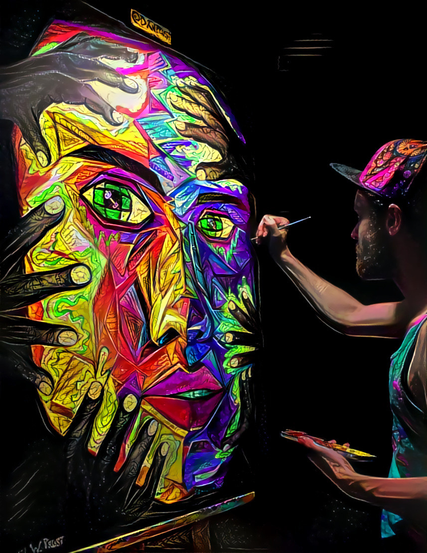 Putting the finishing touches on my live painting from the Bassnectar Freestyle Sessions!