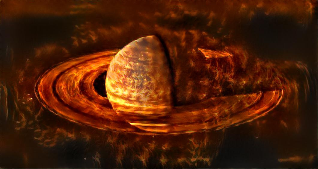 Saturn on fire