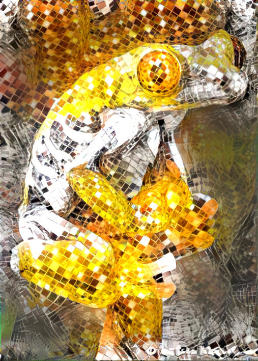 disco frog - gold, silver, mirror