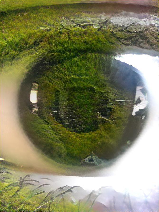 Picture of my eye merged with green mountains