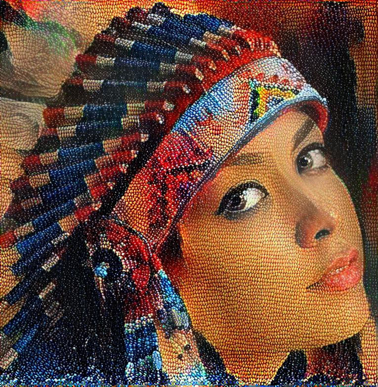 Native American Woman in Beaded Headress