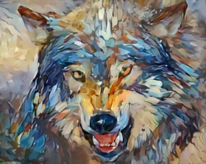 Van Gogh Esque Wolf Painting.