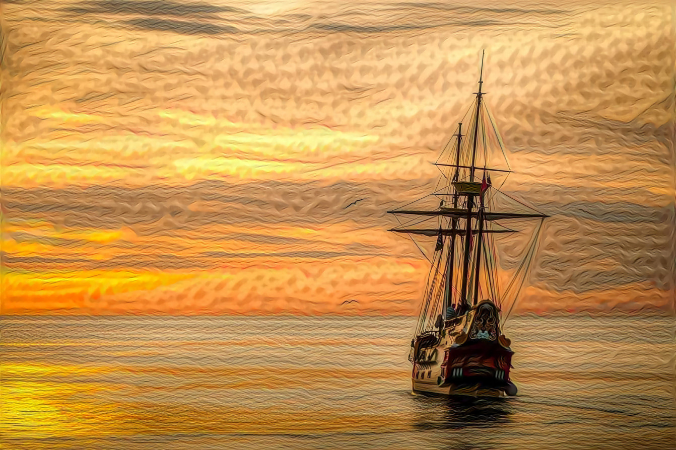 Sailing Ship at Sunset