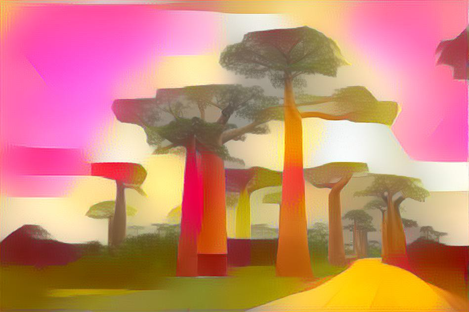 Dawn at the baobab trees