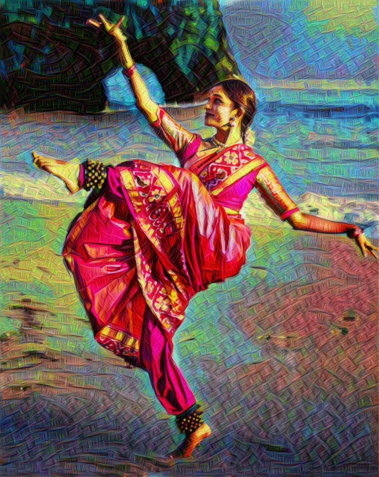 Kuchipudi Dance Celebrating A New Day ... [ About Kuchipudi, https://en.wikipedia.org/wiki/Kuchipudi] [Photo: Nmvs, CC BY-SA 4.0, https://commons.wikimedia.org/w/index.php?curid=79807952 ]