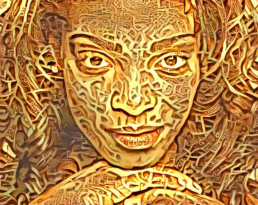 Woodcut of woman portrait