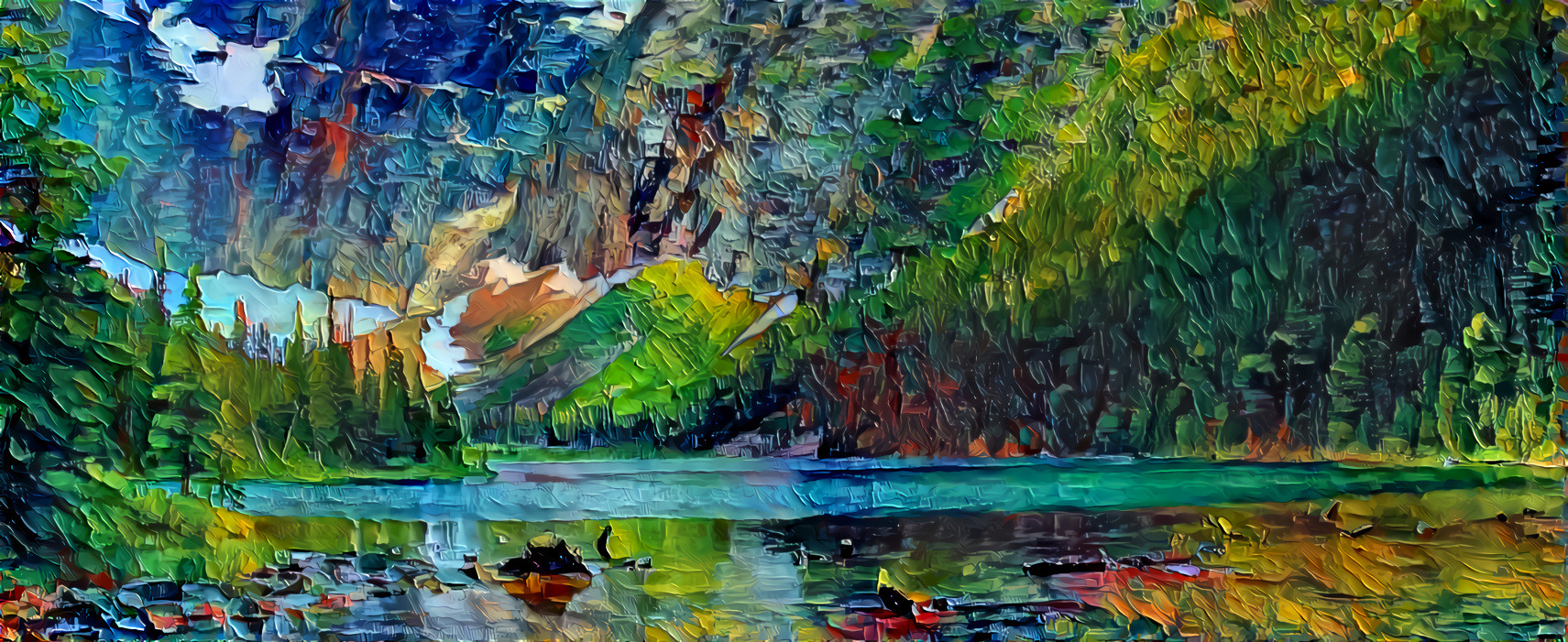 Mountain Lake - oil paint style