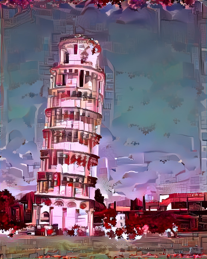 Pink Leaning tower of Pisa 