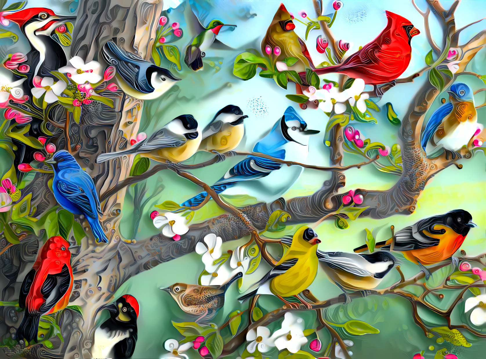 Birds In An Orchard