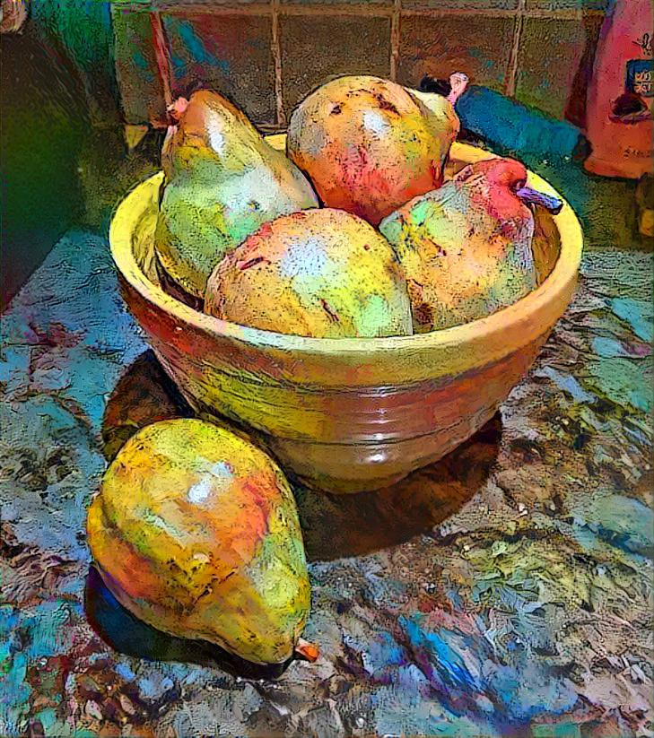 Perfect pears in a yellow bowl - Photographer Deb Berk