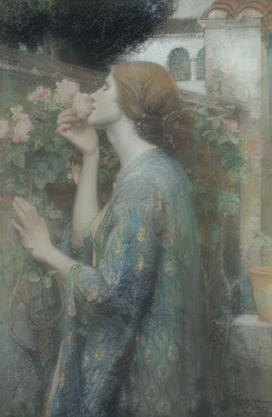 The Soul of the Rose by John William Waterhouse + Révélation de l'Alpha et de L'Oméga by Lucien Lévy-Dhurmer