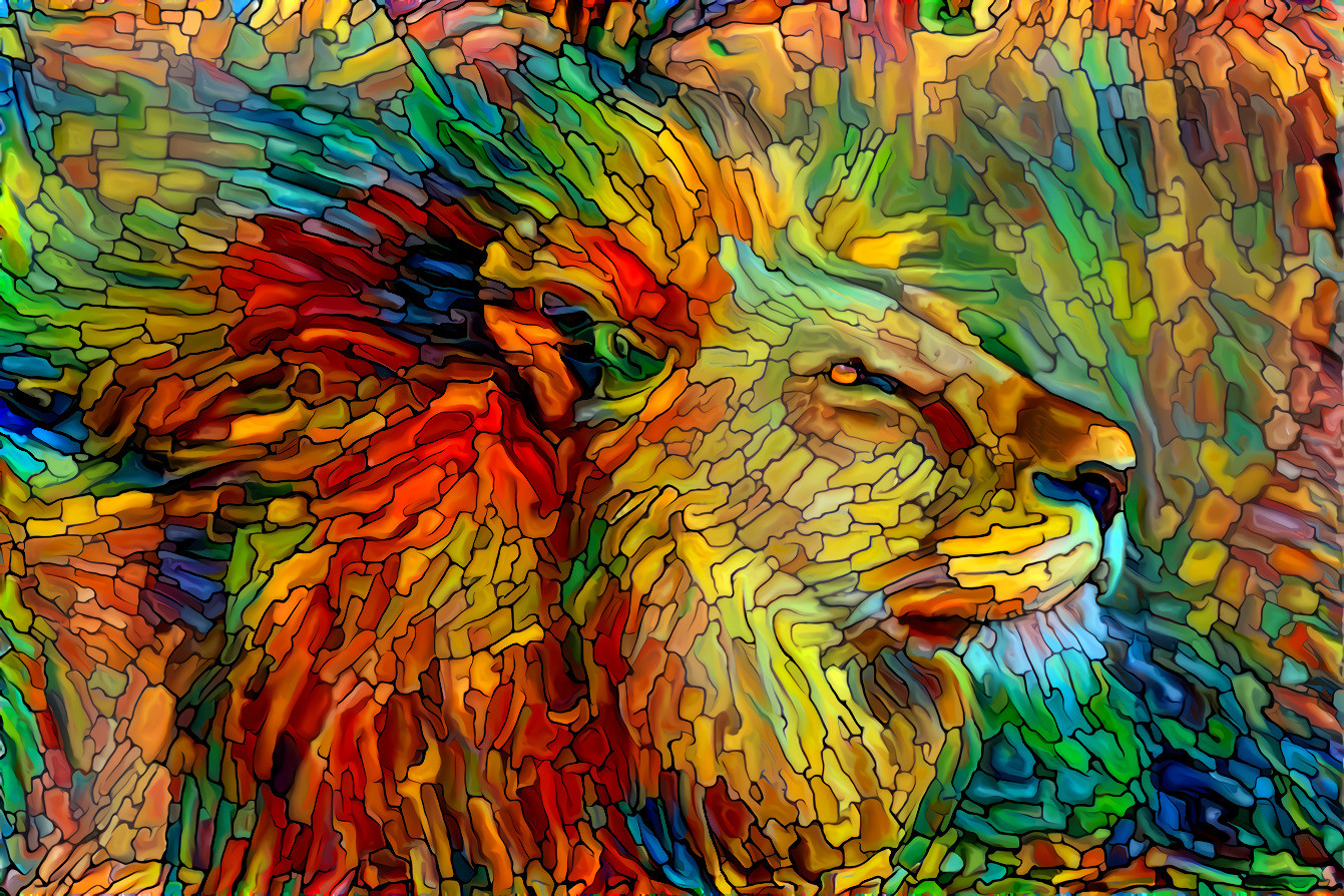 Lion in a stained glass style