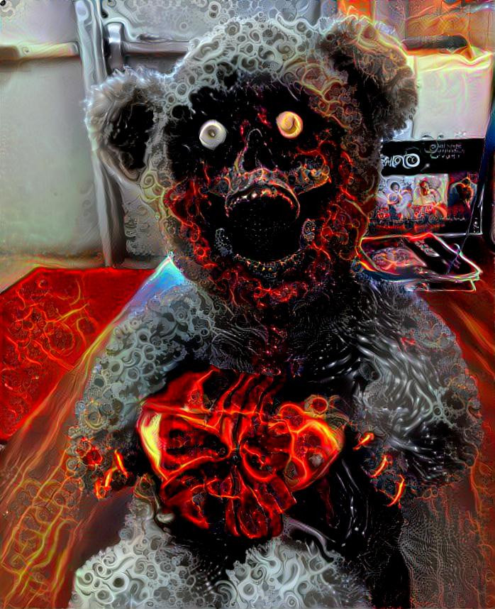 Skully bear I made for my friend Kyra. I got the style from Rob. I dunno if he originated it or not, but it's cool!