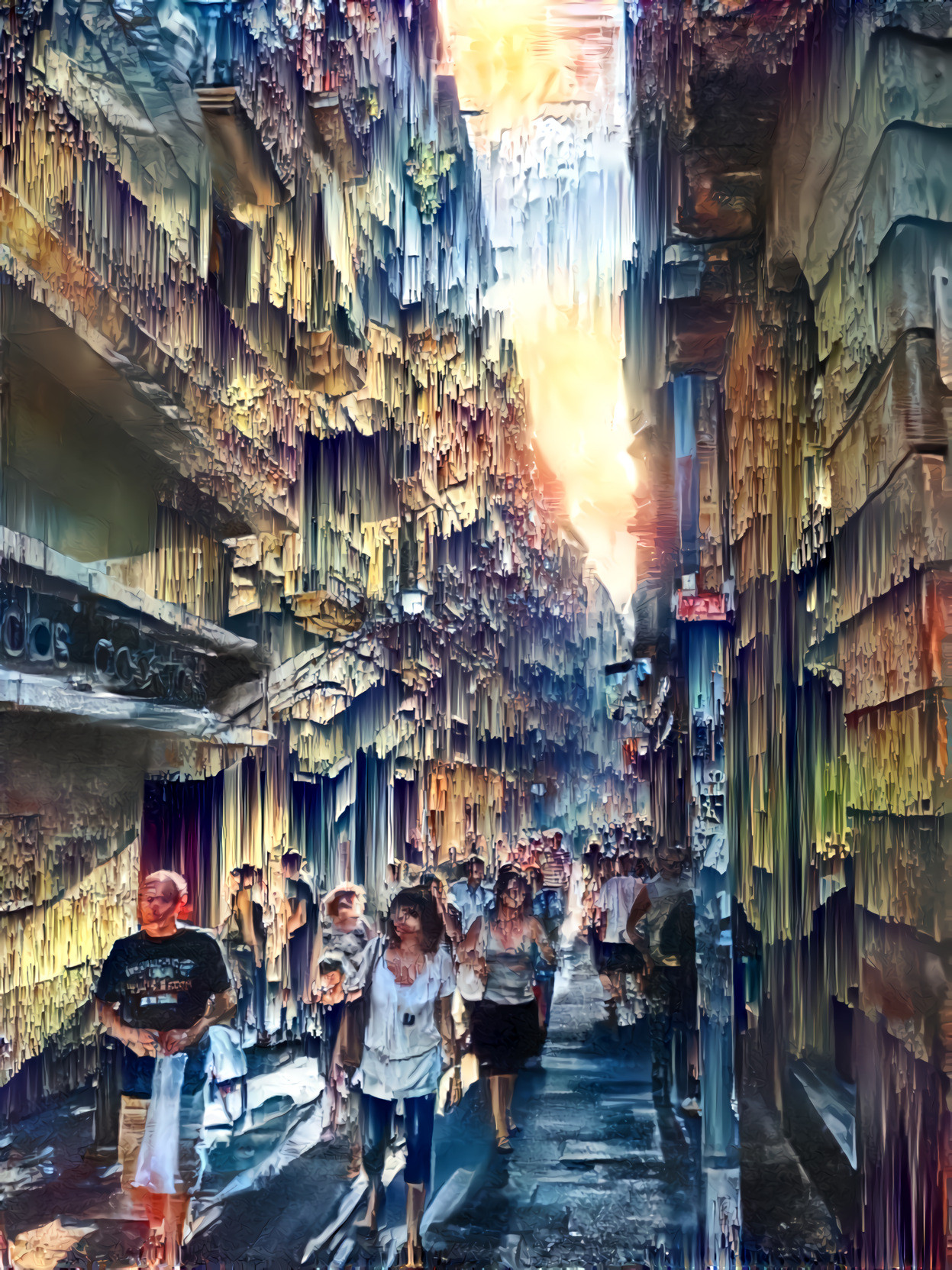 Glitch in the Gloaming V (photo: me, Barcelona - style: mashup of found glitch/pixel sorted art) ◉