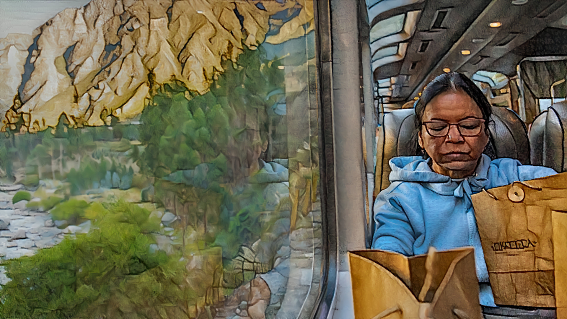 Woman on a Train - Sacred Vally, Peru