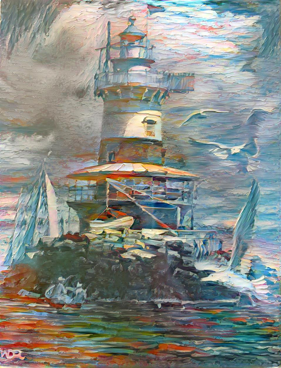 Green’s Ledge Light- Drawing by Walter Dubois Richards