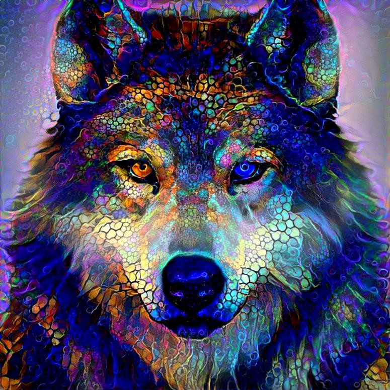 Multicolored Shining Wolf