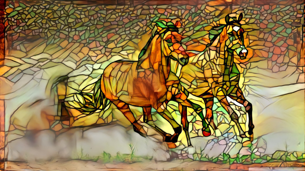 Leadlight horses