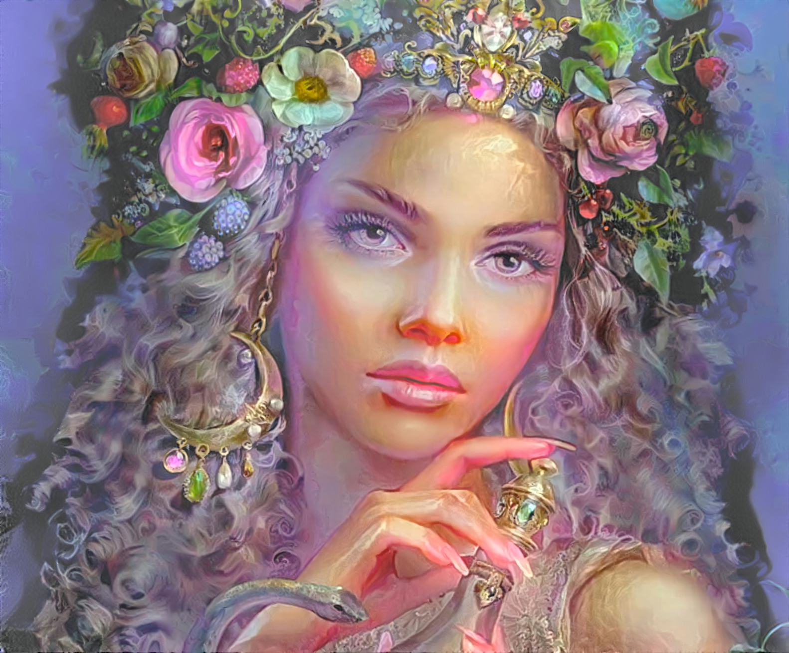 Cascading Flowers Fantasy Lady