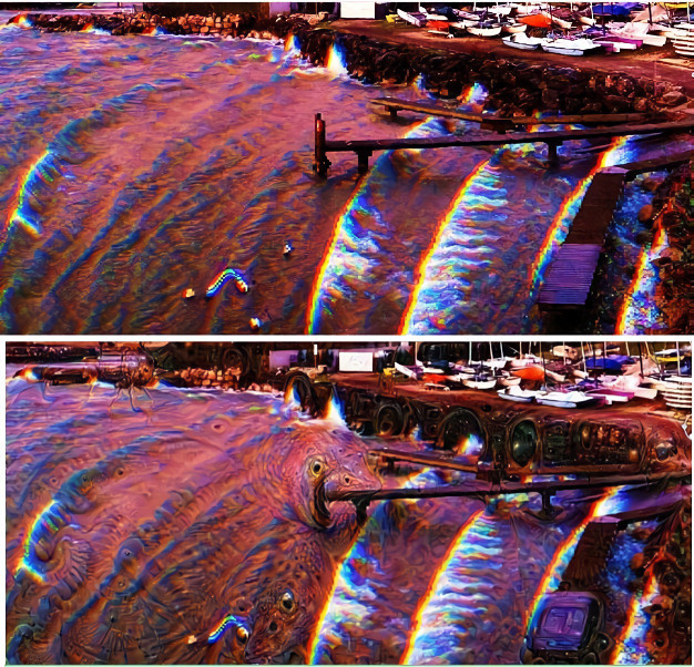 Deep Dream  vs original Lac Leman pic 