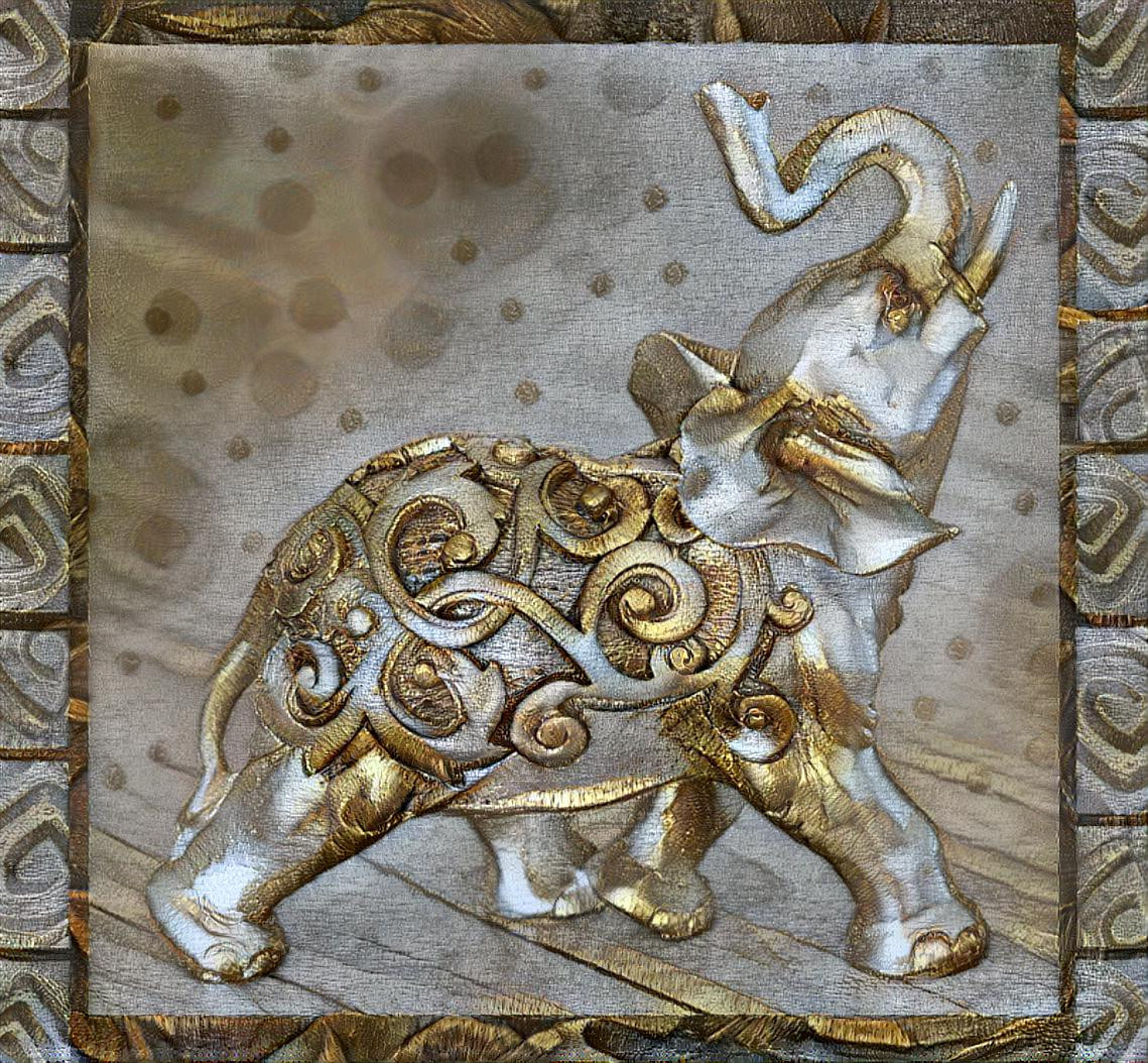 Golden Elephant Figurine