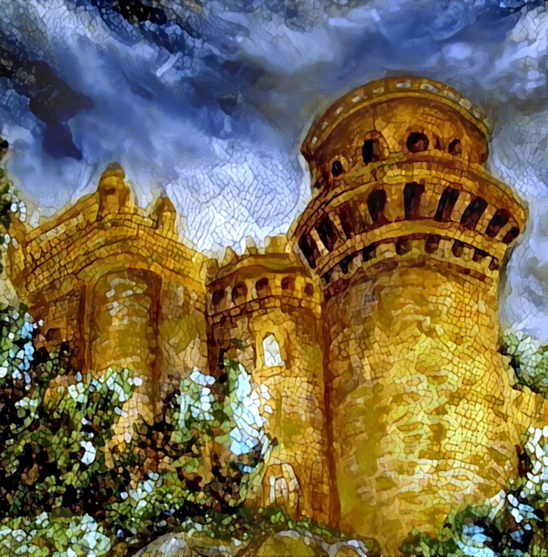 The original castle is a pastel by Sharon copyright free