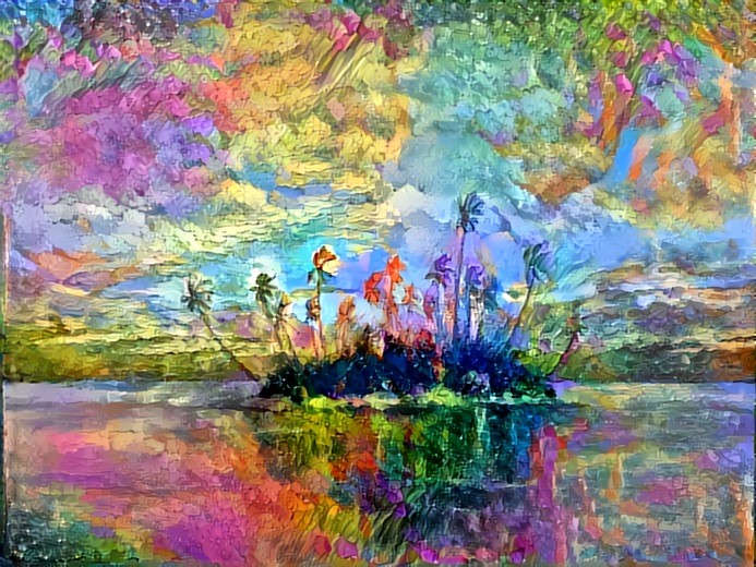 (from a painting of mine) Paradise Considered - Deep Dream Iteration 1