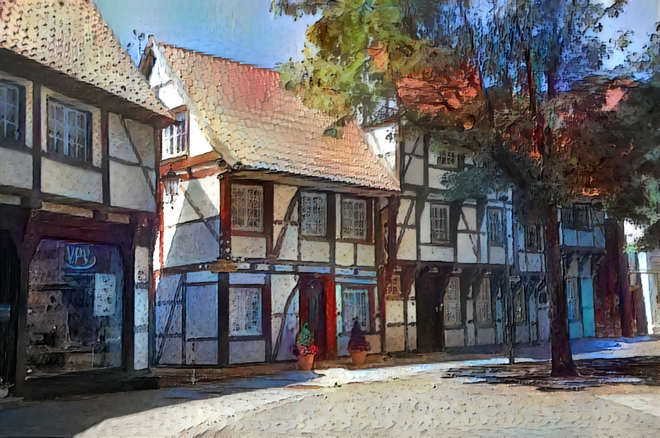 Alte Fachwerkhäuser (Wärmehäuschen) in der historischen Altstadt, Werne, Nordrhein-Westfalen, Deutschland