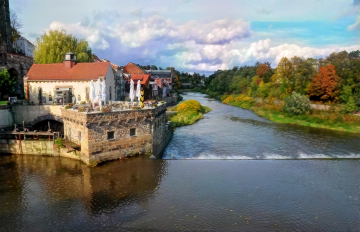 Vierradenmühle on river Neisse in Görlitz, Saxony (Germany)