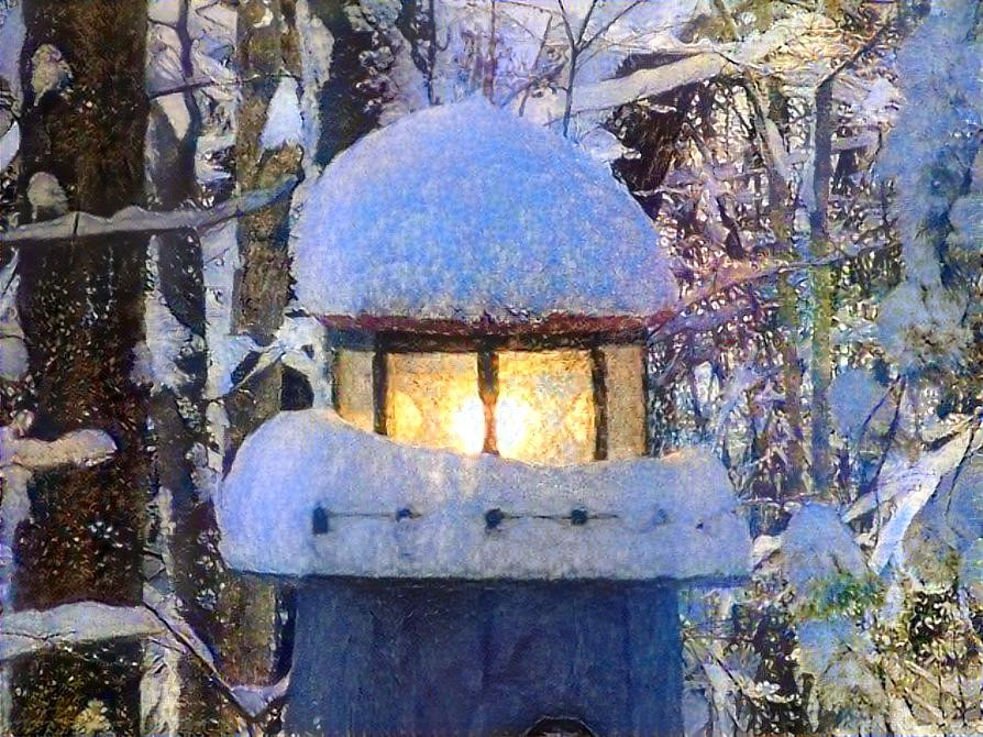 Blazing Lighthouse in Winter