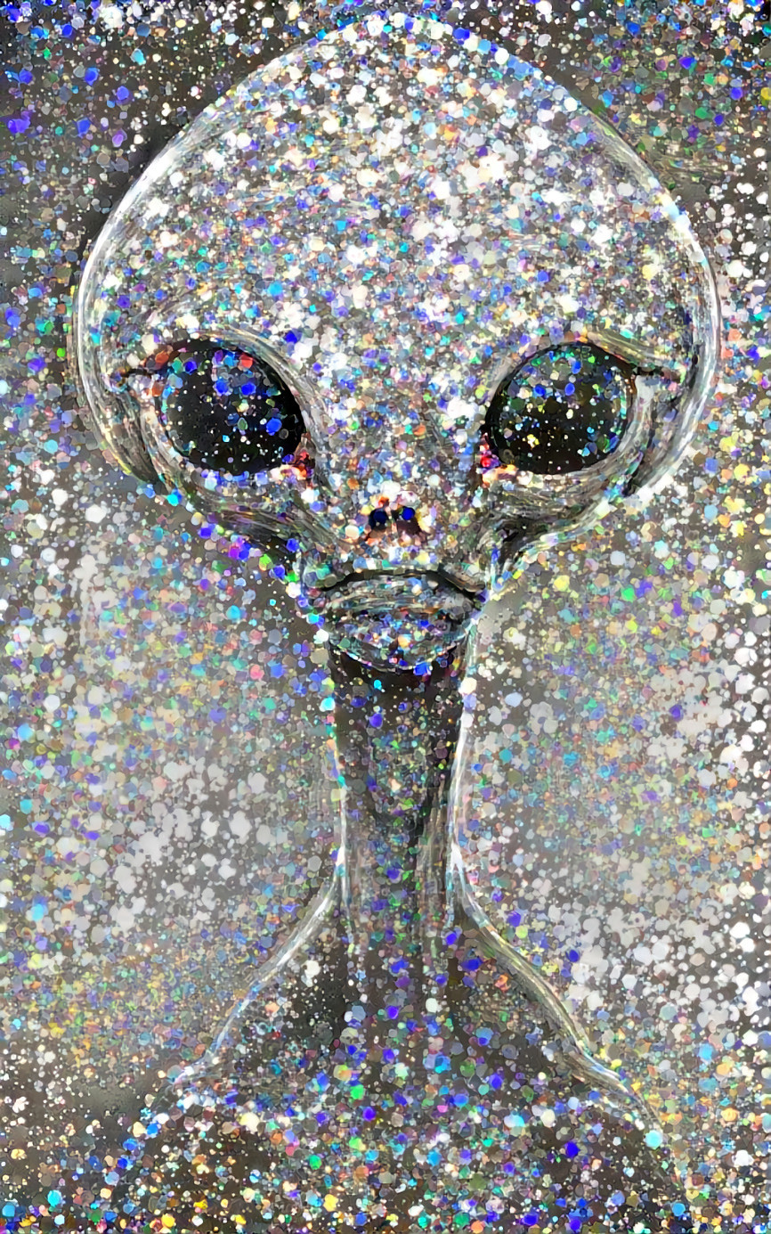 alien portrait - silver glitter