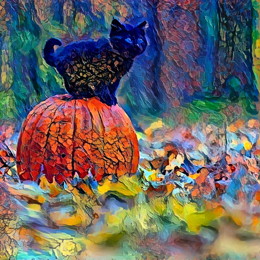 Black Cat on a pumpkin