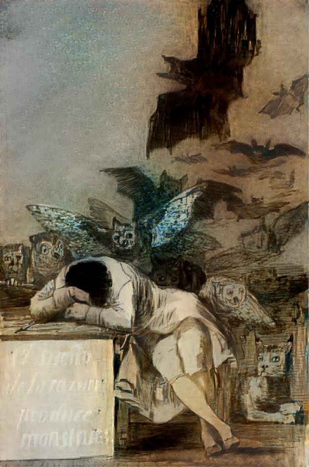 GOYA (1746-1828). Caprichos. El sueño de la razón produce monstruos.